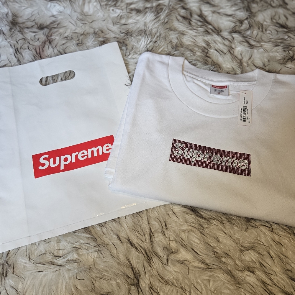 Supreme X Swarovski Crystal Box Logo Tee